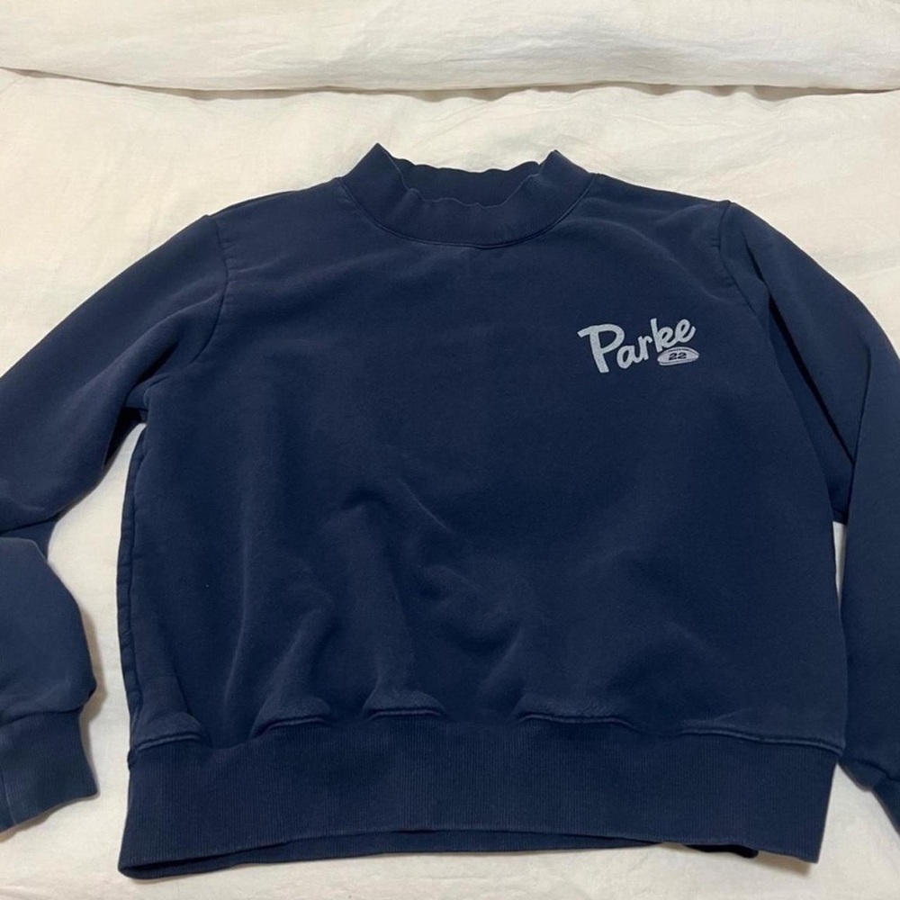 Parker Navy Logo Pullover Sweatshirt